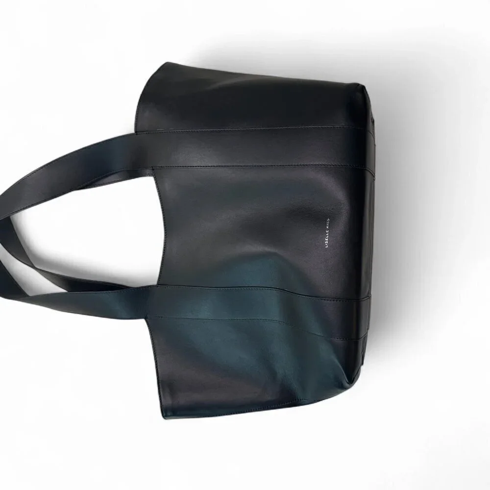 Liselle Kiss Jamie Large Leather Tote Bag - Smooth Black NWT